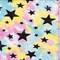 Yellow/Multi Star Printed Double Brushed ITY Knit Fabric By the Yard